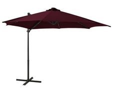 Cantilever Umbrella with Pole and LED Lights Bordeaux Red 300cm