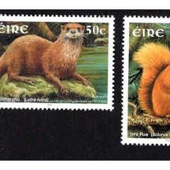 2002 Ireland Native Irish Mammals featuring Badger, Otter, Red Squirrel & Hedgehog Commemorative Stamps Mint Never Hinged (MNH)