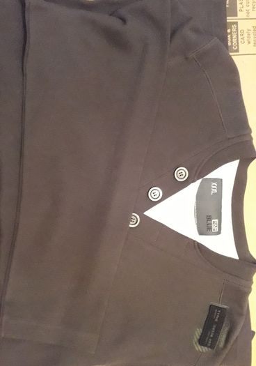 F&F Blue Men's Charcoal Long Sleeve Sweatshirt with White Mock Layer in Size XXXL (Brand New & Tagged)