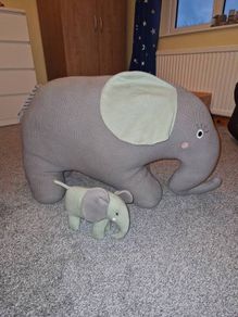 XL Elephant and baby plush knit soft toys