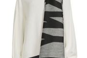 DKNY Donna Karen Authentic Reversible Logo Scarf in Black &amp; Grey