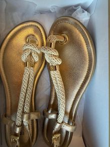 Michael Kors Holly Gold Leather Sandals