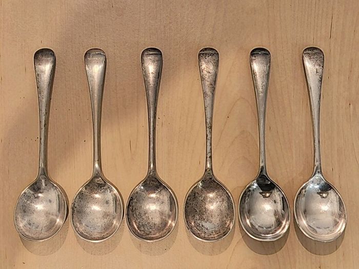 Antique XIX Century Nevada Silver Plated D&A (Daniel & Arter) Birmingham hallmarked Canteen Collectible Spoons Vintage Cutlery set of 6