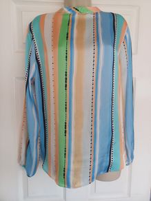 Gallery Long Sleeved Multicoloured Blouse Size 16