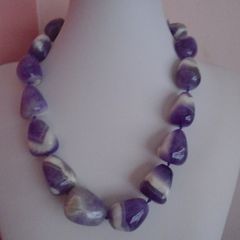 Chunky Amethyst necklace. Statement necklace, Gemstone necklace, Feb birthstone, Jewellery