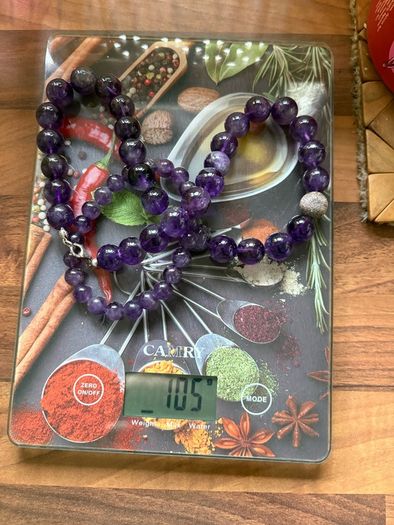 Beautiful Amethyst Protection Smooth Round Gemstone Beads with sterling silver necklace and bracelet  Stamped