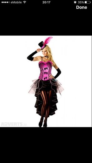 Sexy Pink and Black Moulin Rouge Fancy Dress Costume size 8-10