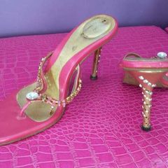 Rhinestones pink shoes size uk 2 worn