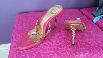 Rhinestones pink shoes size uk 2 worn