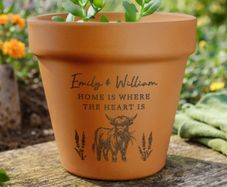 Personalised Highland Cow Terracotta Plant Pot
