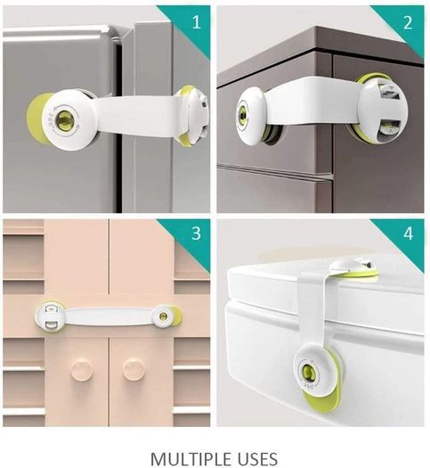 Child Safety Locks, Flow.month 10 Pack Child Safety Cupboard Locks, No Tools or Drilling Needed, Baby Cabinet Locks for Kitchen Cabinets, Drawers, Appliances, Closet, Kitchen, Fridge and Oven, Trash