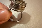 Vintage 925 Sterling Silver Secret Compartment Ring with Black Onyx Stone