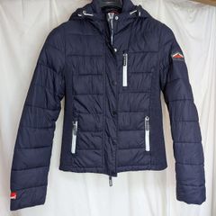 Superdry Women's Navy Padded Hooded Jacket Size L