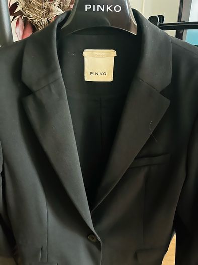 Pinko black suit with leather detail