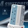 Tower Extension Lead 5M, (13A 3250W), 8 AC Outlets and 4 USB Ports Extension Tower, Surge Protection with 4 Independent Control Switch, Extension Cable for Office, Home, Kitchen Image 5