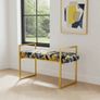 Tropical Velvet Bench Gold Metal Frame Image 2