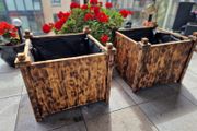 2 wooden planters