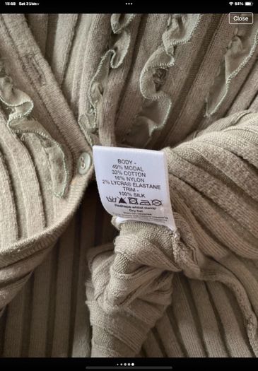 cardigan khaki principle ribbed cardigan with frill detail sizev12