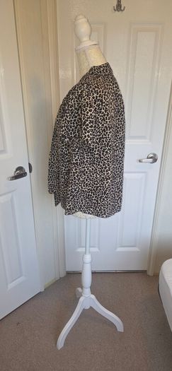 Pala D"oro Leopard Print Tie Neck Blouse Top Size L Animal Print Chic