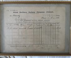 Framed Great Northern Railway Ireland Receipt 1916