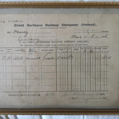 Framed Great Northern Railway Ireland Receipt 1916