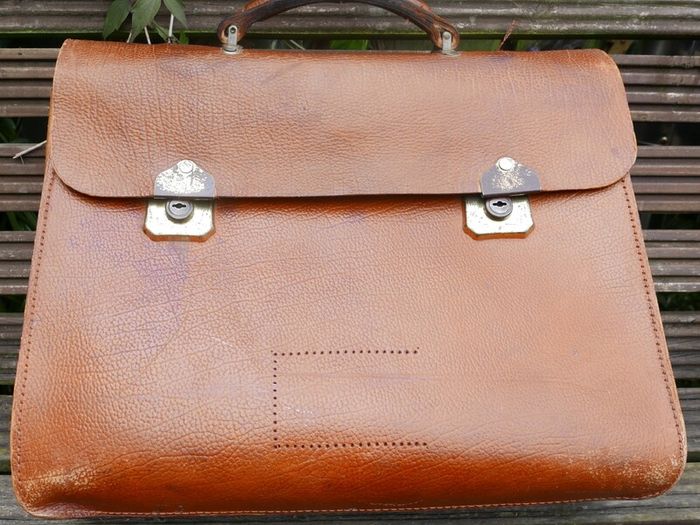 Vintage 70s Vintage Leather BAG 16,2" x 14"