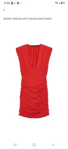 Zara short dress with shoulder pads Red