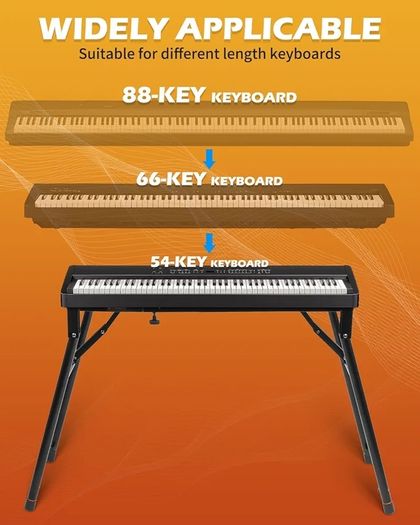 Collapsible Piano Keyboard Stand Adjustable and Portable Heavy Duty Music Stand - Fits 54/61/88 Key Electric Digital Pianos - Sturdy Musical Keyboard Table
