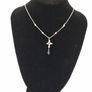 Silver Cross Necklace With Amethyst And Freshwater Pearls Image 9