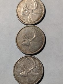 Canada silver 3x 25 cent