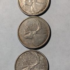 Canada silver 3x 25 cent