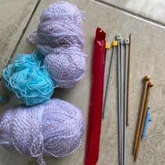 knitting needles and wool