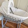 Dimple Grey Wicker Moses Basket White / With Deluxe Rocking Stand Image 3