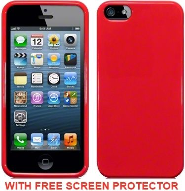 New Iphone 5 Terrapin Gel Case Cover Solid Hot Pink / Purple / Red With Free Screen Protector
