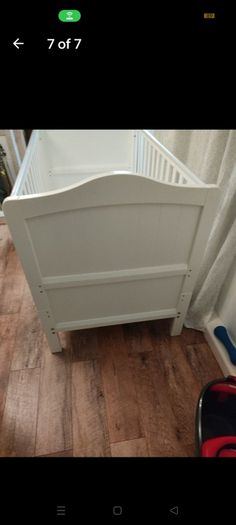 White Baby Cot with mattress with removable washable mattress protector