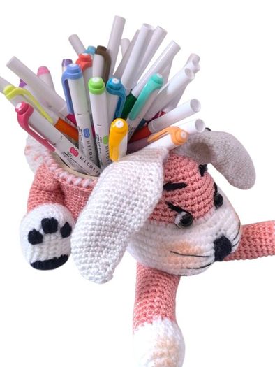 Handmade Crochet Bunny Basket Easter Gift Organizer No Contents