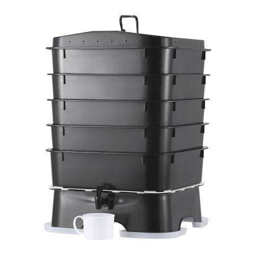 5-Tray Worm Composter, 50 L Worm Compost Bin Outdoor and Indoor, Sustainable Design Worm Farm