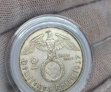 2 Reichsmark 1937 J Hamburg WW2 Silver Coin third Reich