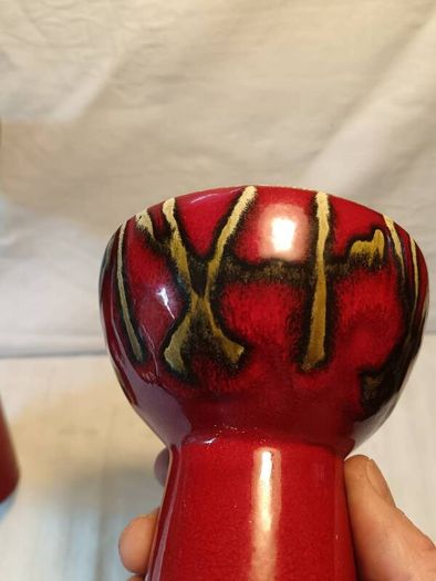 A Pair of Mid Seventies West German Ceramic Candlesticks