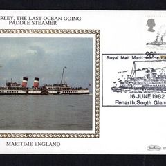 1982 Great Britain Benham Silke Cover showing Waverly, The Last Ocea Going Paddle Steamer tying 26p Lord Fisher and H.M.S. Dreadnought commemorative stamp. Part of Maritime England.