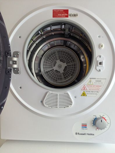 Russell Hobbs RH3VTD800 White 2.5kg Compact Mini Vented Tumble Dryer, Portable, Freestanding Table top Dryer with 3 Heat Settings
