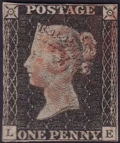 1840 Penny Black Plate 2 LE Constant Variety Red Maltese Cross