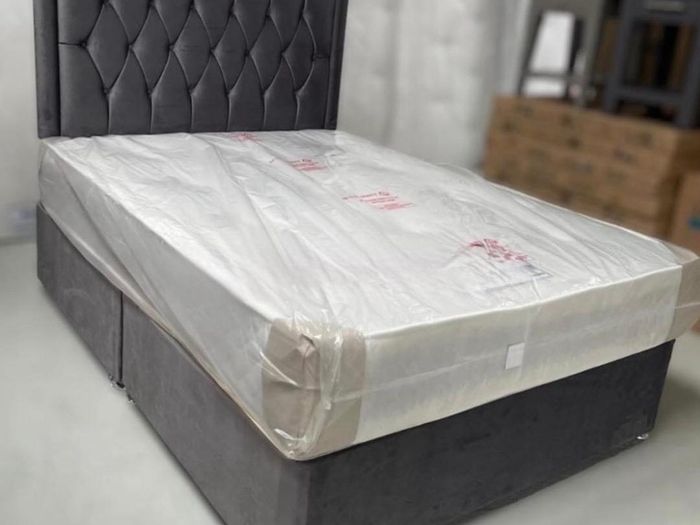 Double bed with headboard and mattress, double bed