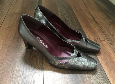 Vanity Fair pewter effect/black high heeled shoes