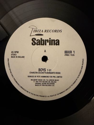 Sabrina Boys (Summertime Love Pete Hammond PWL Remix 1988 UK 12 inch