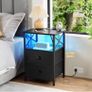Bedside Table Set of 2, Side Table with Charging Station and Led Lights Image 3