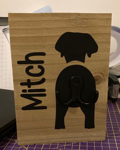 Personalised wooden dog lead holder