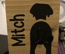 Personalised wooden dog lead holder