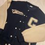 Girls Zara varsity bomber jacket navy cream 10 11 12 Image 3