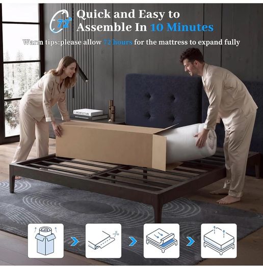 King Size Mattress, 25cm Hybrid Orthopedic Memory Foam Mattress with Pocket Springs, Back Support Motion Isolation, 7-Zoned Coil, Medium Firm & Edge Support